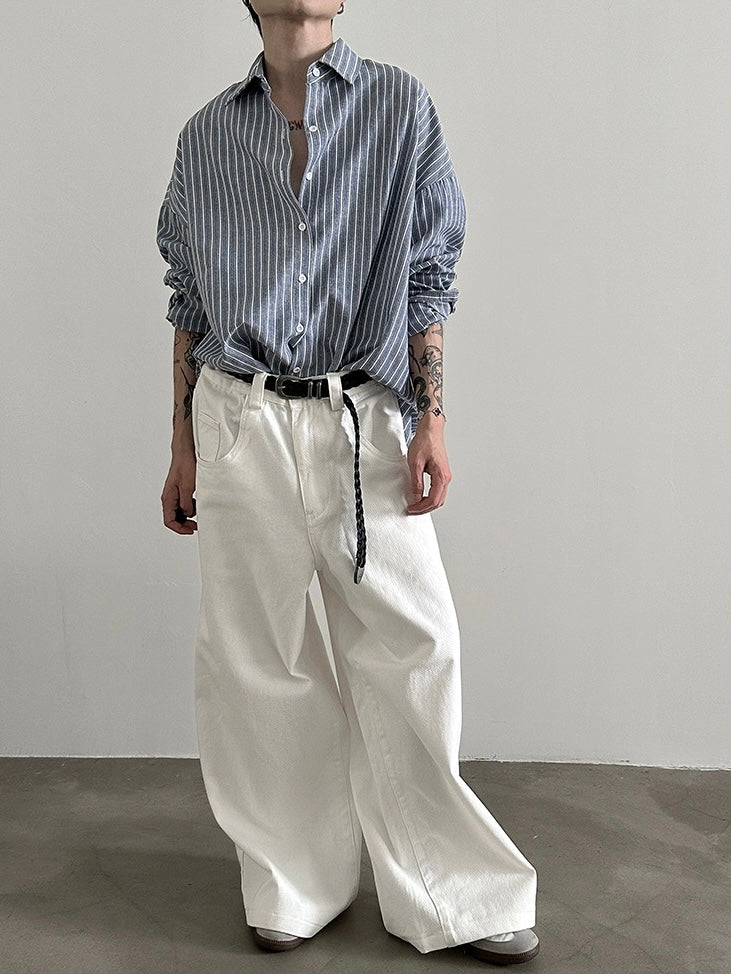 Pantalon denim délavé ample