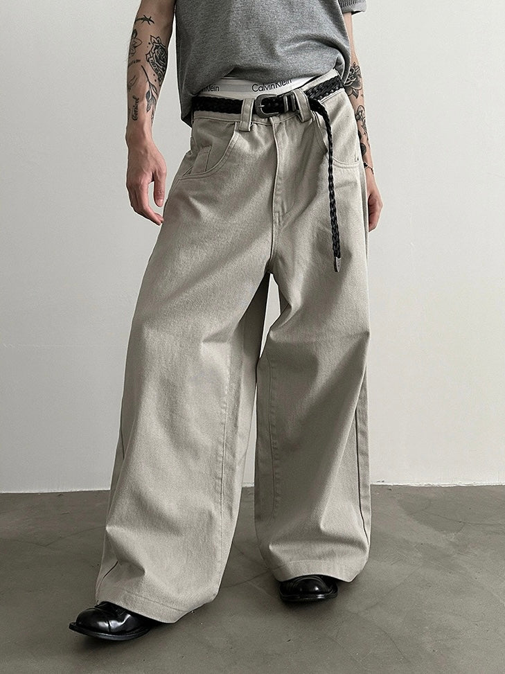 Pantalon denim délavé ample