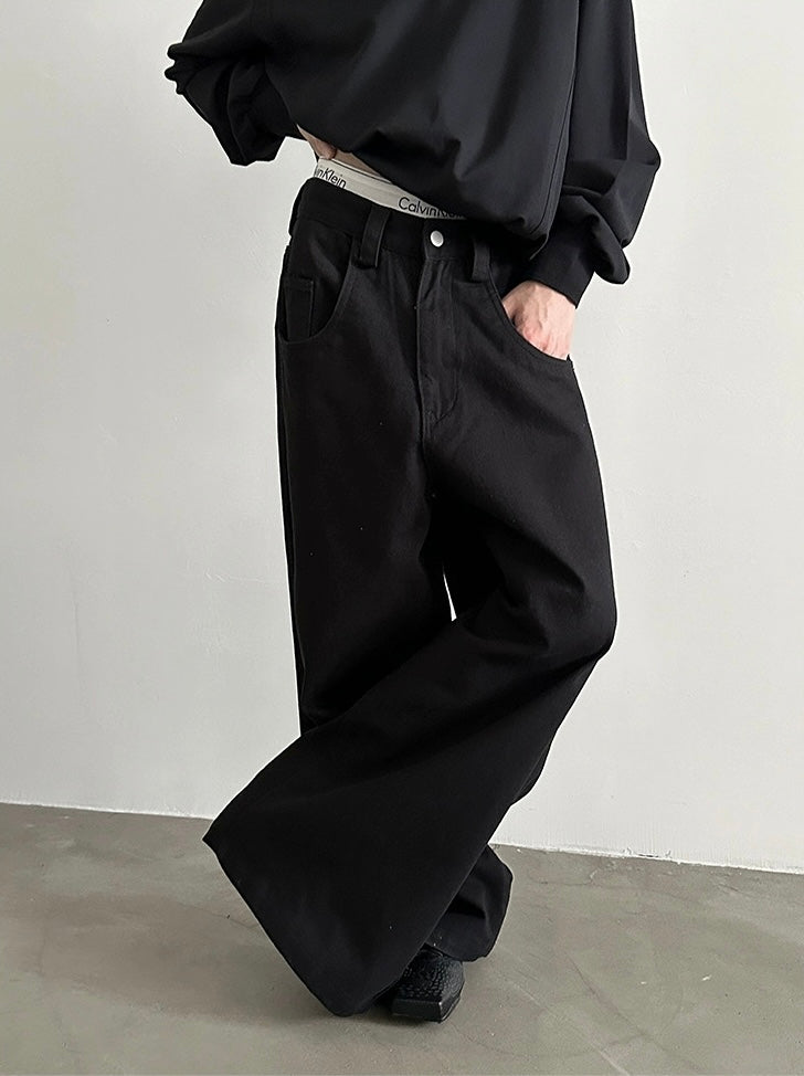 Pantalon denim délavé ample