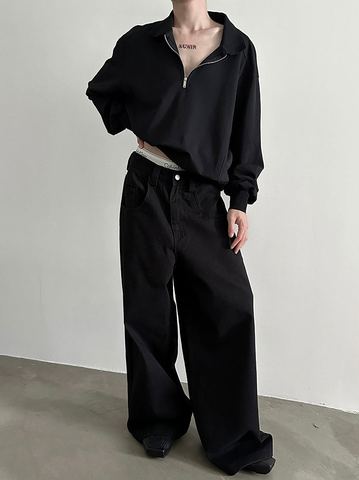 Pantalon denim délavé ample