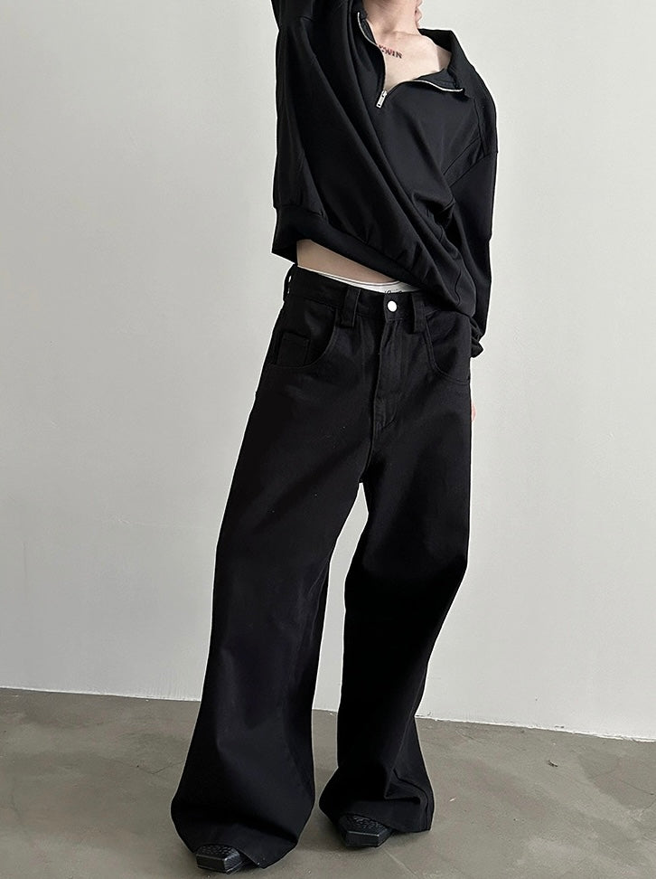 Pantalon denim délavé ample