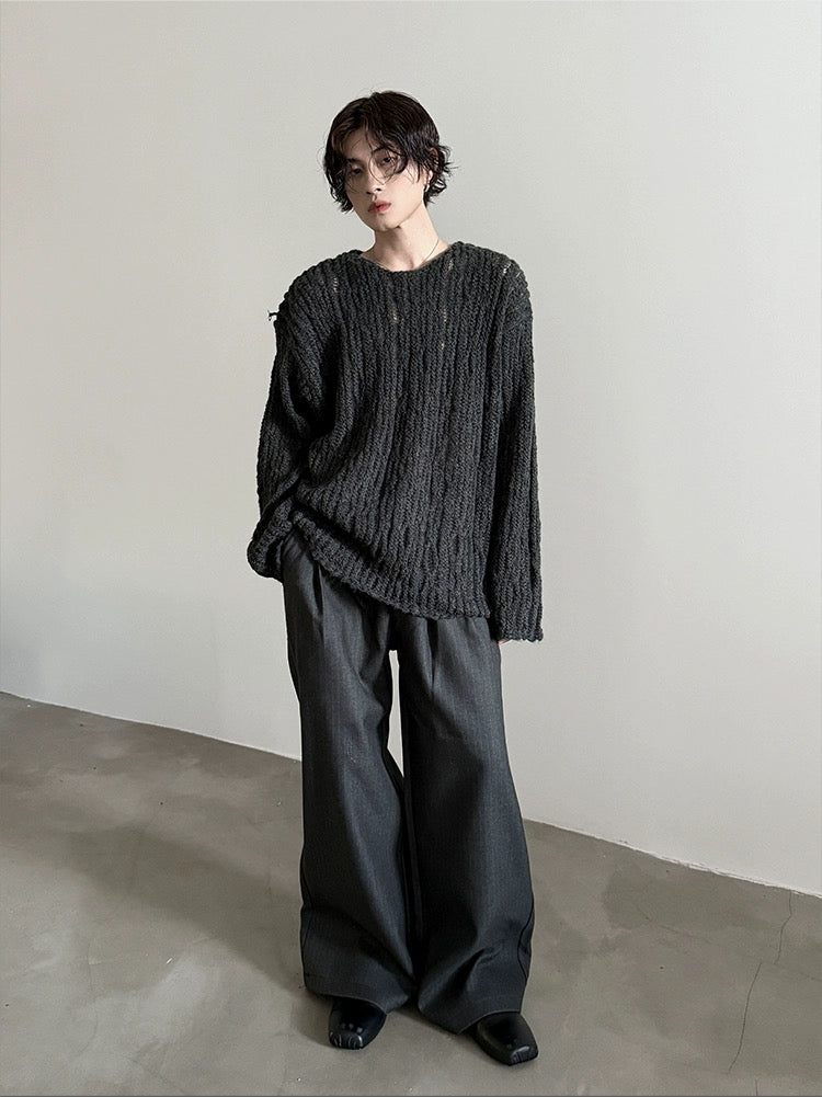 Pantalon tailleur à rayures fines